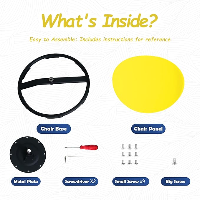 Kids Sensory Swivel Chair - Round Spinning Chair Seat for Balance, Coordination - Sensory Therapy Stool for Kids with Autism & ADHD - Active Indoor Play Chair for Home & Classroom (Yellow)