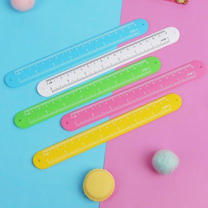 FOIMAS 20pcs Ruler Slap Bracelets for Kids,Silicone Snap Bracelet Wristband for Boys Girls Party Favor Supply Classroom Prize