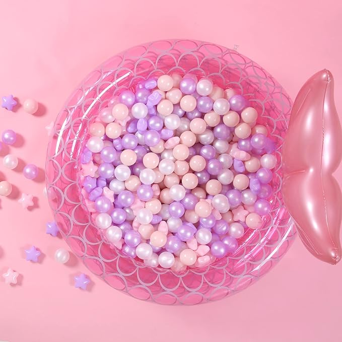 GOGOSO Balls for Ball Pit - Plastic Ball for Toddlers 1-3, Baby Kids Ball Pool Decoration 50 100 200 300 500 1000 (A Purple+Pink+White+Clear, 200 Balls)