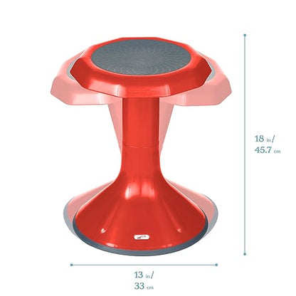 ECR4Kids ACE Active Core Engagement Wobble Stool, 18-Inch Seat Height, Flexible Seating, Red