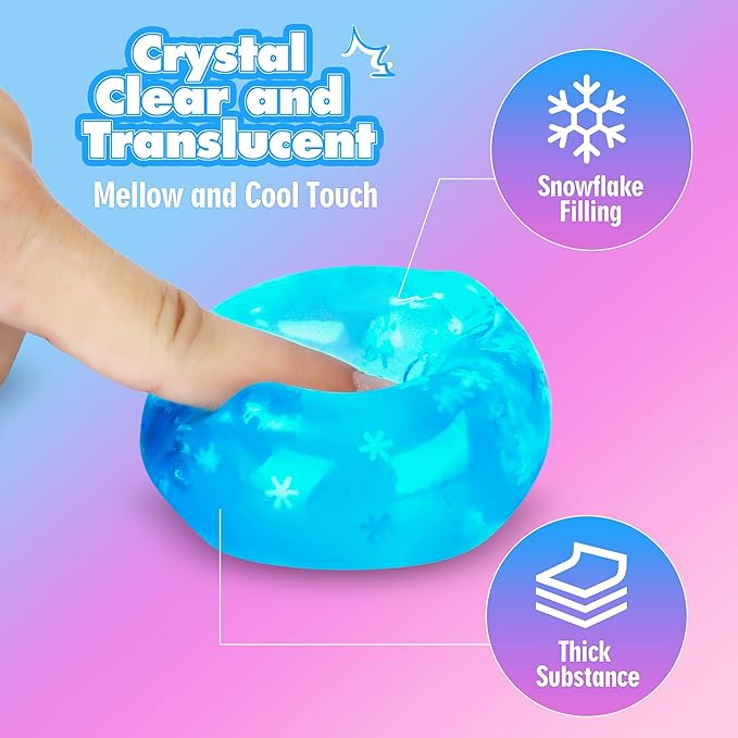 Fidget Toy Stress Cube 3 Pack,Cube Stress Ball with Snowflakes Inside,Mellow and Chill Touch,Classroom Prize Box Toys,Cube Squishies for Adults Kids Children Teens (Stress Cube 3 Pack)
