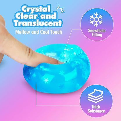 Fidget Toy Stress Cube 3 Pack,Cube Stress Ball with Snowflakes Inside,Mellow and Chill Touch,Classroom Prize Box Toys,Cube Squishies for Adults Kids Children Teens (Stress Cube 3 Pack)