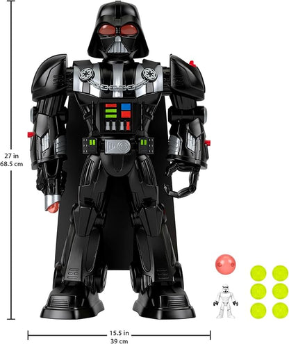 Fisher-Price Imaginext Star Wars Darth Vader Bot 2+ Ft Tall Toy, Lights Sounds & Stormtrooper Metal Character Key for Kids Ages 3+ Years