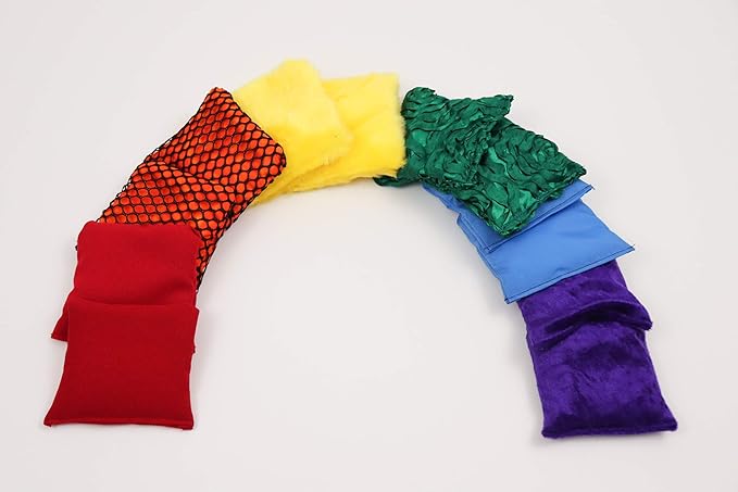 4" Textured Bean Bags - 12 Pack Includes Two of six Different Textures and Drawstring Storage Bag, Direct from USA Manufacturer