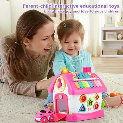 Montessori 8-in-1 Bilingual Musical Activity House | EN/ES Learning Toy with Volume Control & Travel Handle | Develops Fine Motor Skills for 1-3 Year Old Toddlers & First Birthday Gift