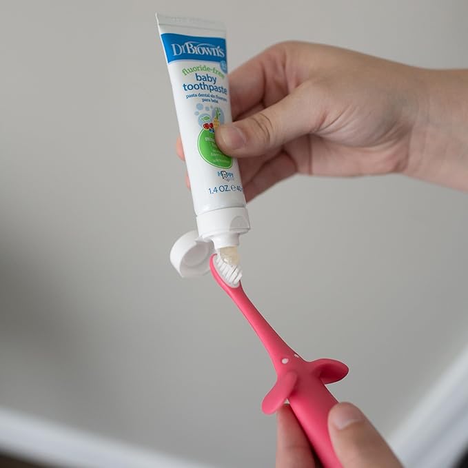 Dr. Brown's Infant-to-Toddler Training Toothbrush, Soft for Baby's First Teeth, Pink Elephant, 0-3 Years (Colors/Styles May Vary)
