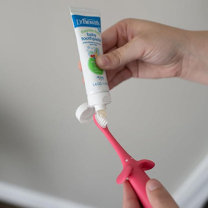 Dr. Brown's Infant-to-Toddler Training Toothbrush, Soft for Baby's First Teeth, Pink Elephant, 0-3 Years (Colors/Styles May Vary)