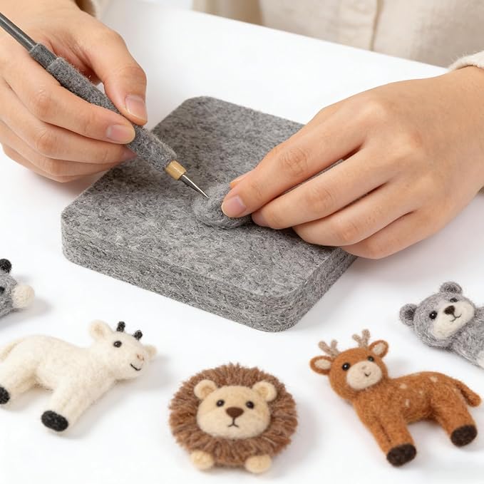 Healifty Thick Wool Needle Felting Pad: Dense Felt Work Mat for DIY Craft Sewing Beginners Kids Adults Thick Square Block Workbench Base Board Tool Light Grey 6 X 6 X 1 Inch