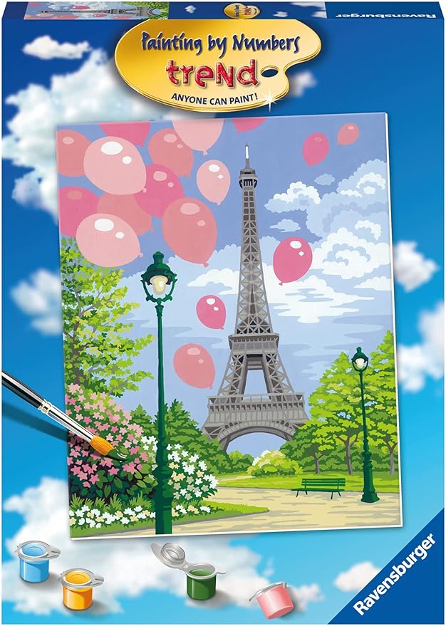 Ravensburger Paris in Spring Paint by Numbers Kit for Children - Painting Arts and Crafts for Kids Age 12 Years Up