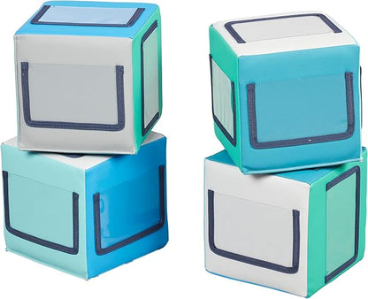 ECR4Kids SoftZone Picture Me Blocks, Activity Cubes, Contemporary, 4-Piece
