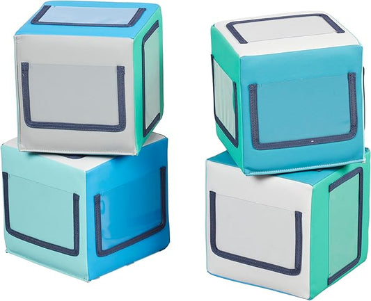 ECR4Kids SoftZone Picture Me Blocks, Activity Cubes, Contemporary, 4-Piece