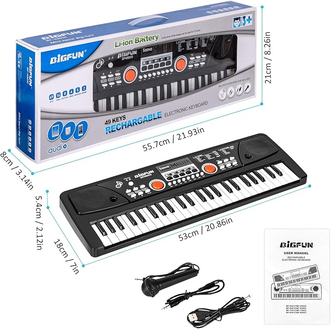 Kids Piano Keyboard, 49 Key Electric Piano Musical Learning Toy for Beginners with Microphone, Music Toys Birthday Xmas Gifts for Kids Toddlers 3-12 Years Old