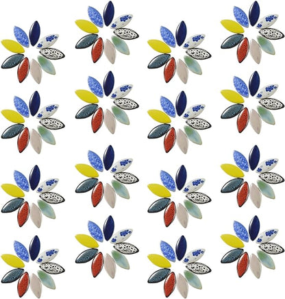 Red Petal Ceramic Tiles Mosaic Tiles, Bulk Ceramic Mosaic Pieces Stepping Stone Crafts Making Supplies for Home Outdoor Floor Vase Tabletop Decoration - 70pcs