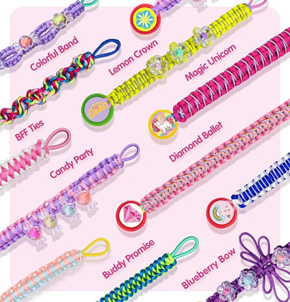Friendship Girls Bracelet Making Kit - DIY Bracelet Kits Kids Toys Girls Gifts Ideas Ages 6 7 8 9 10 11 12 Year Old Birthday Present for Teen Girl Arts and Crafts String Maker Tool Travel Activity Set
