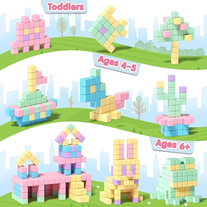 Apluses 45PCS Magnetic Blocks - Toddler Girl Toys, Magnet Building Blocks, STEM Sensory Outdoor Autism Toys for 3-5 Year Old Boys & Girls, Magnetic Cubes Classroom Must Haves for Kids Ages 3+
