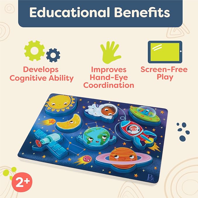 B. toys- Peek & Explore - Outer Space- Chunky Puzzle – Puzzle for Toddlers, Kids – Space Puzzle – Planets, Astronauts, Spaceships – 2 Years +