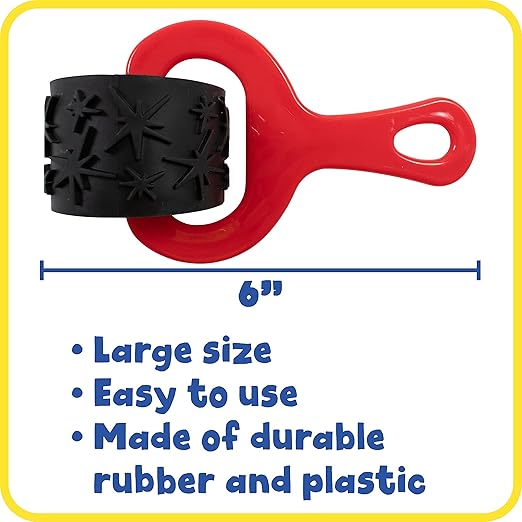 READY 2 LEARN Paint and Dough Explorers | 4 Patterns | Set 2 | Original Colors | Chunky Texture Rollers for Kids | Paint, Ink and Play Dough Accessories