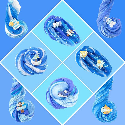 6 Pack Slimes, Blue Slime Kit, Butter Cloud Slime for Boys Girls Ages 8-12,Toys for Girls and Boys, Slime Party Favors Goodie Bag Stuffers, 4 5 6 7 8 9 10 Year Old Girl Birthday Gift Cute Stuff