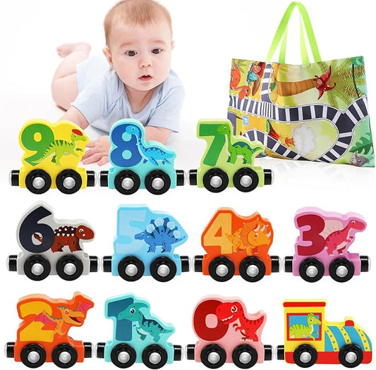 Wooden Dinosaur Magnetic Train Set for Toddlers 2-4 Dinosaur Toys for Kids Train Toys for Toddlers 3-5 Magnetic Train Car Toys for Toddlers
