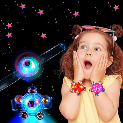 33 Pack LED Light Up Fidget Spinner Bracelets Party Favors for Kids 4-8 8-12,Glow in The Dark Party Supplies,Birthday Gifts,Treasure Box Toys for Classroom,Prizes,Pinata Goodie Bag Stuffers