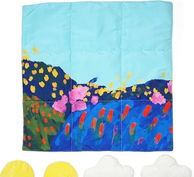 Manhattan Toy Sunny Day 11-Piece Decorative Soft Quilted Jumbo Floor or Table Tic Tac Toe Game for Kids