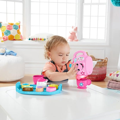 Fisher-Price Toddler Toy Laugh & Learn Sweet Manners Tea Set with Smart Stages Learning Songs for Pretend Play Kids Ages 18+ Months