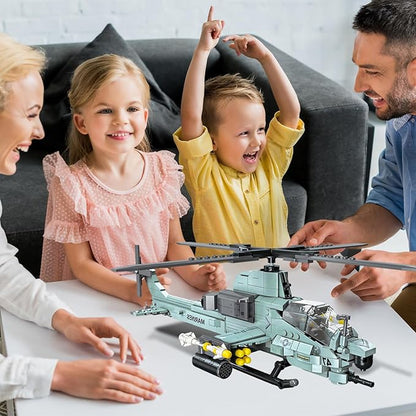 597 Pcs AH-1Z Viper Helicopter Building Set,STEM Military Army Airplane Building kit,Plane Model Collectible Home Decor,Air Force Building Block Toys,Military Toy Gifts for Kids Teens Adults