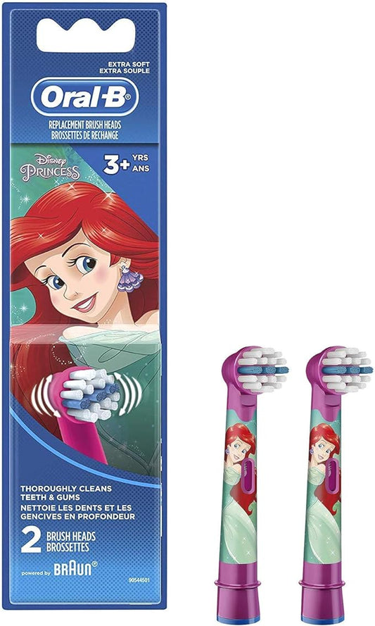 Oral-B Kids Extra Soft Replacement Brush Heads featuring Disney Princesses, Ages 3+, 2 count