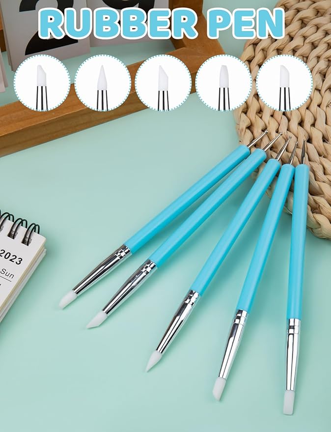 20Pcs Clay Sculpting Tools Kit, Ceramic Clay Ball Stylus Dot Painting Tools, Air Dry Clay Tools Set for Carving, Dotting, Embossing, Shaping, Molding, Pottery Crafts, Nail Art, Rhinestone, Rock
