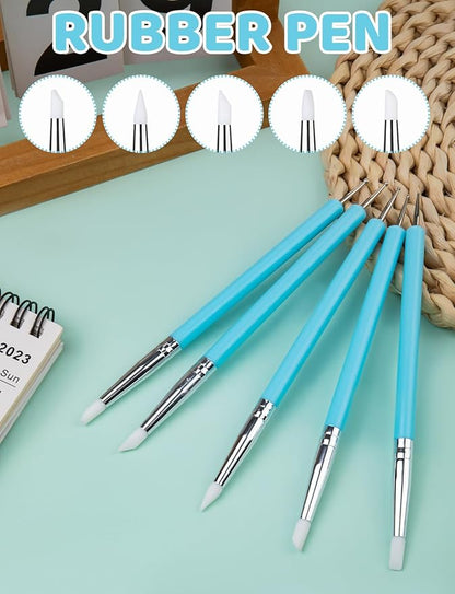20Pcs Clay Sculpting Tools Kit, Ceramic Clay Ball Stylus Dot Painting Tools, Air Dry Clay Tools Set for Carving, Dotting, Embossing, Shaping, Molding, Pottery Crafts, Nail Art, Rhinestone, Rock