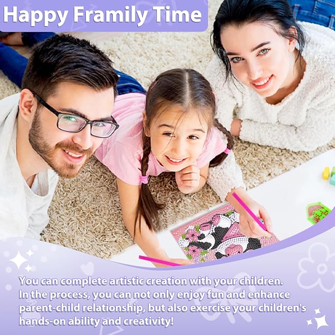 hkejoi 4 Pack Diamond Painting Kits with Box Animal Diamond Art Kits, Big Gem Diamond Painting Arts and Crafts Painting Kit for Gift Home Decor 6x6inch