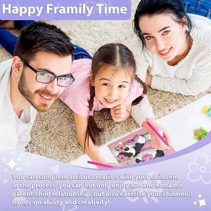 hkejoi 4 Pack Diamond Painting Kits with Box Animal Diamond Art Kits, Big Gem Diamond Painting Arts and Crafts Painting Kit for Gift Home Decor 6x6inch