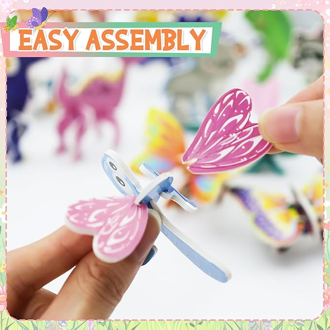 100Pcs 3D Cartoon Puzzle Educational Themed 3D Jigsaw Puzzles for Kids Toys DIY Kits Toys Art Crafts for Ages 4-10 Boys and Girls Birthday Present Gift