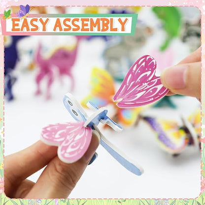 100Pcs 3D Cartoon Puzzle Educational Themed 3D Jigsaw Puzzles for Kids Toys DIY Kits Toys Art Crafts for Ages 4-10 Boys and Girls Birthday Present Gift