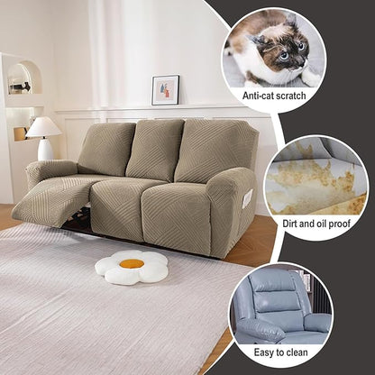 NORTHERN BROTHERS Recliner Sofa Covers 3 Seater - Reclining Sofa Covers Couch Covers for Reclining Couches Reclining Couch Covers, Khaki
