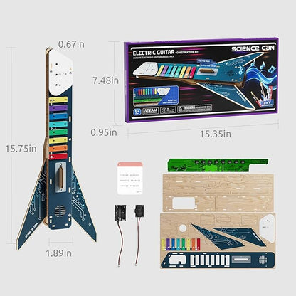 Science Can STEM Science Kit for Kids Age 8-12, DIY Electronics Guitar Building Kit, 3D Wooden Puzzles Musical Instruments, Engineering Kits Birthday Gift for Boys & Girls Ages 8+