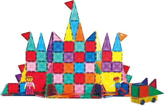 PicassoTiles 120 Piece Magnetic Building Block Mini Diamond Series Travel Size Magnet Construction Toy Set STEM Learning Kit Educational Playset Child Brain Development Stacking Blocks PTM120