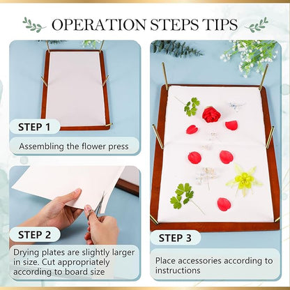 Aboofx Flower Press Kit, Craft Kits 15.7" x 11.8" 6 Layers Wooden Flower Pressing Kit for Crafts Pressed Flowers and Plant for DIY Art, Preservation for Bookmark Frame Wedding Drying Kits