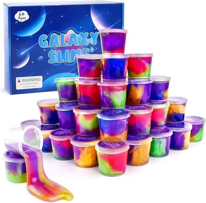32 Pack Galaxy Slime, School Classroom Valentine's Gifts Exchange,Valentine's Day Gifts for Kids, Easter Party Favors for Girls and Boys, Super Soft and Non-Sticky Slime Toys Kit
