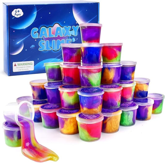 32 Pack Galaxy Slime, School Classroom Valentine's Gifts Exchange,Valentine's Day Gifts for Kids, Easter Party Favors for Girls and Boys, Super Soft and Non-Sticky Slime Toys Kit