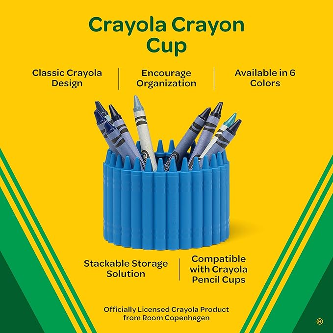 Crayola Crayon Cup for Kids - Colorful Pen, Pencil and Crayon Holder for Creative Kids Desk Organization - Cerulean, Suitable for Kids 3.5 Years and Up