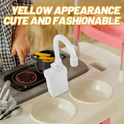 TOYANDONA Kids Toy Kitchen Sink Faucet Replacement, Fake Faucet Pretend Play Sink Running Water Playing House Toys for Toddlers 2-4 Years Grey Kids Toy Kitchen Sink Faucet Set