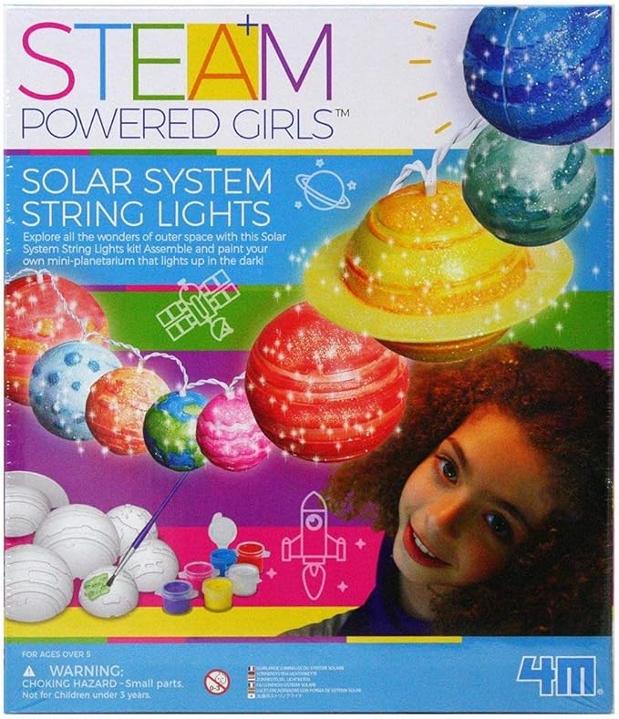 4M Toysmith, STEAM Powered Girls Solar System String Lights, Mini-Planetarium DIY Stem Toy, for Girls Ages 5+