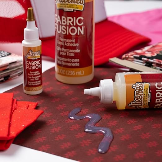 Aleene's Fabric Fusion Glue 4 oz 3-Pack, Permanent and Washable Adhesive, No-Sew Fabric Glue for Clothing, Denim, Polyester, Cotton, Flannel Materials, Dries Flexible
