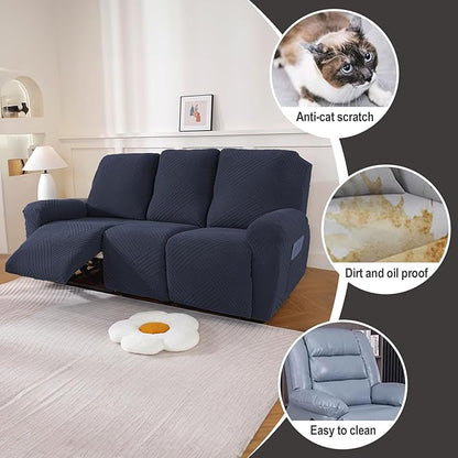 NORTHERN BROTHERS Recliner Sofa Covers 3 Seater - Reclining Sofa Covers Couch Covers for Reclining Couches Reclining Couch Covers, Deep Blue