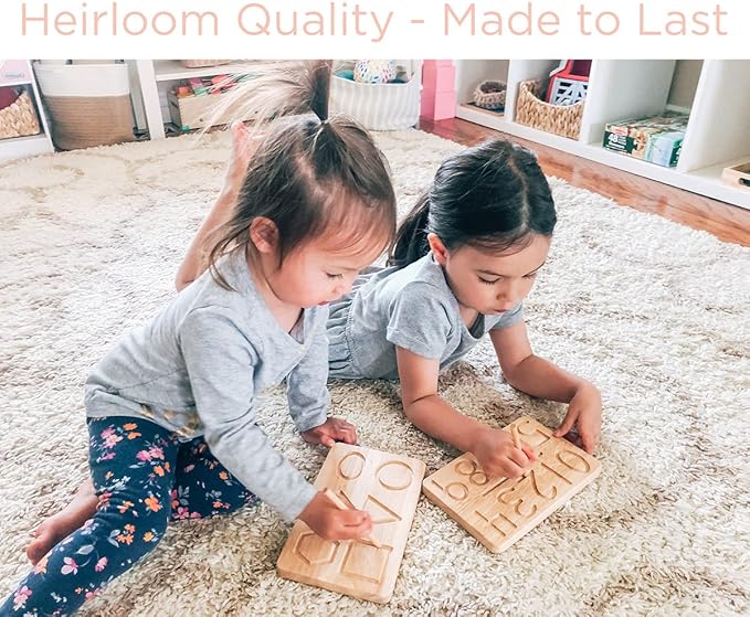 Montessori & Me Wood Number Tracing Board - Montessori Wooden Numbers and Shapes Complements Wooden Letter Tracing Board - Large Wooden Print Numbers for Toddler to Preschool