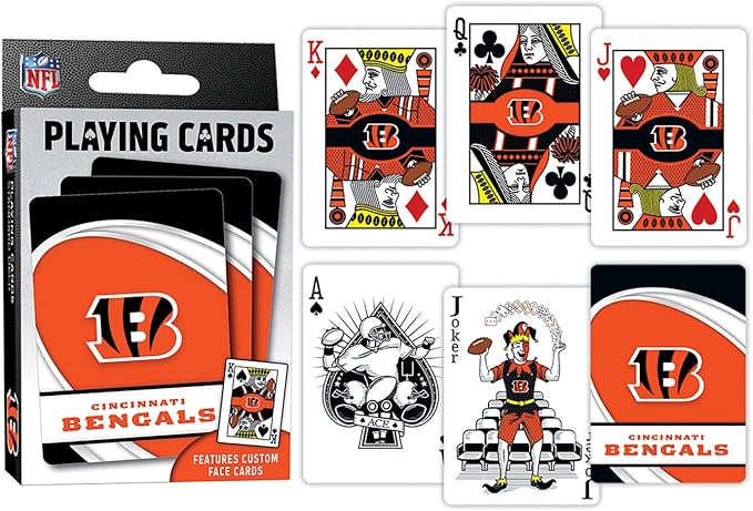 MasterPieces - NFL Playing Cards, Officially Licensed Cincinnati Bengals Football Deck, Family Games for Adults and Kids, Standard Index