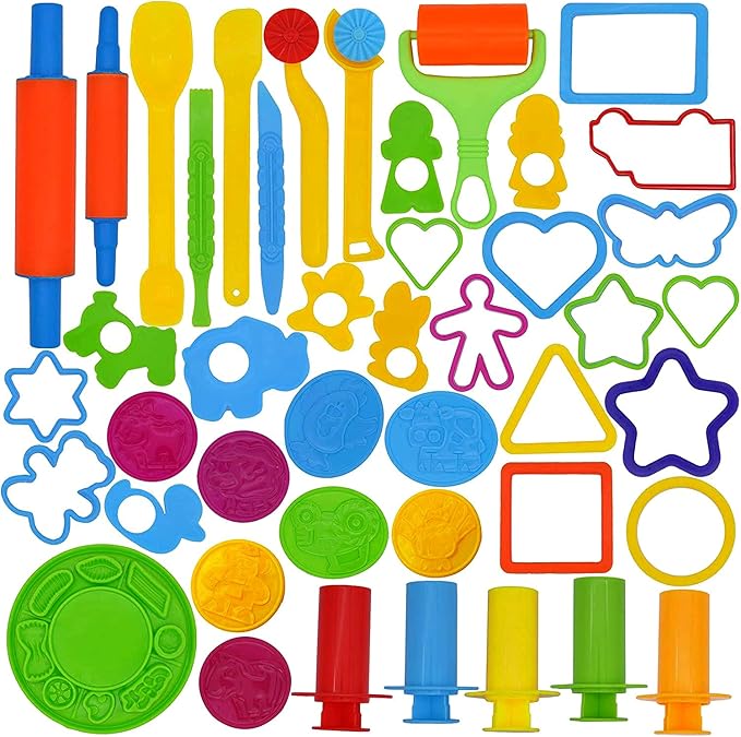 JOYIN 44 Clay Tools Set for Kids, Clay Accessories with Various Plastic Molds, Rolling Pins, Cutters