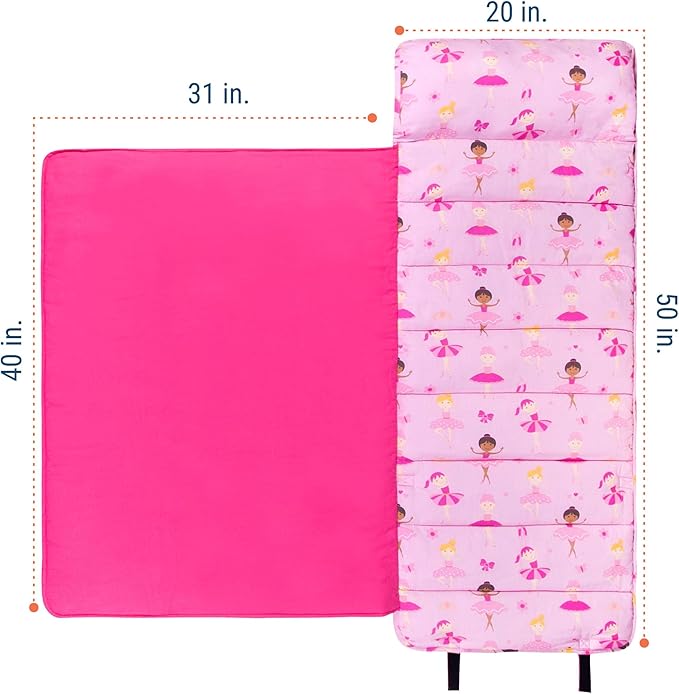 Wildkin Original Nap Mat with Reusable Pillow for Boys & Girls, Perfect for Elementary Daycare Sleepovers, Features Hook & Loop Fastener, Cotton Blend Materials Nap Mat for Kids