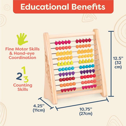 B. toys- Two-Ty Fruity!- Wooden Abacus for Kids- Developmental Learning Toy- Classic Math Toy with 100 Beads – Educational Toy for Addition and Subtraction – Numbers & Counting – 18 Months +